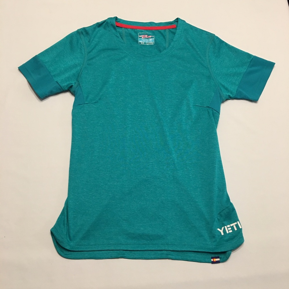 Yeti Beti Teal Activewear Cycling Short Sleeve Top Size Small
